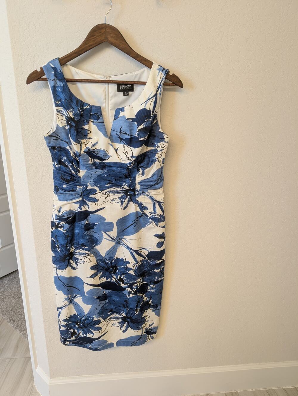 ADRIANNA PAPELL Cotton Stretch Sleeveless Floral Feminine Dress Sz 8